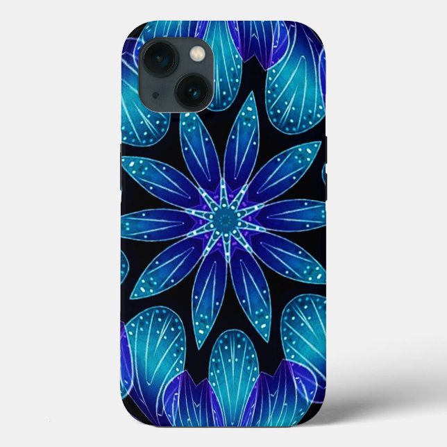 Blue & Teal Petals Mandala Case-Mate iPhone Case (Back)
