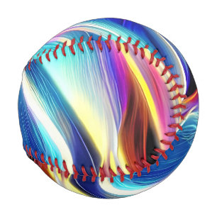 Blue Teal Pink Yellow White Wavy Abstraction Baseball