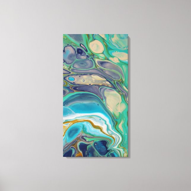 Blue Teal Purple Turquoise Marble Abstract Art Canvas Print (Front)
