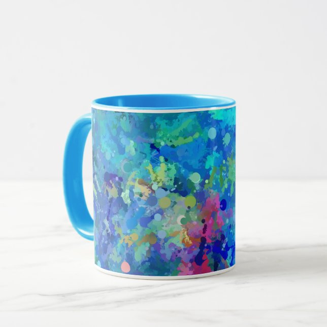 Blue Teal Purple Watercolor Abstraction Mug (Front Left)