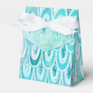 Blue Teal Shiny Mermaid Scales Fish Scales Favor Box