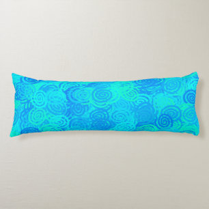 Blue Teal Swirls Pattern Body Pillow