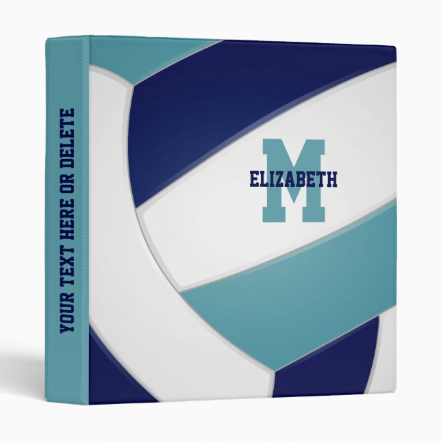 blue teal team colours volleyball back to school binder (Front/Spine)