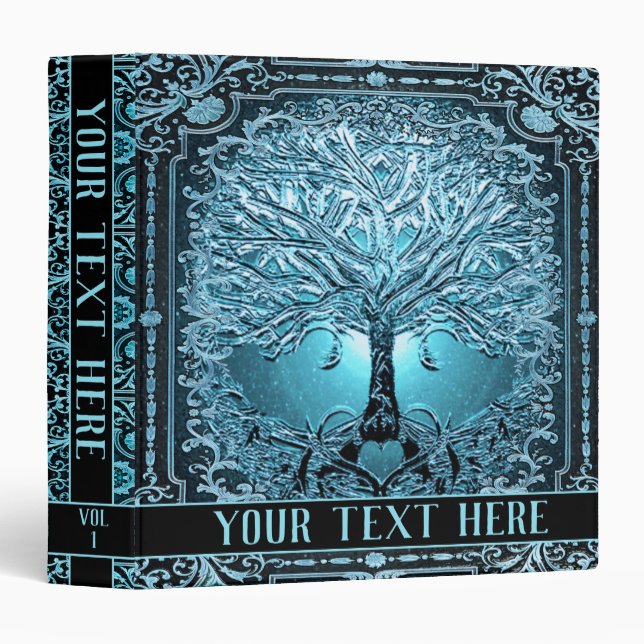 Blue Teal Tree of Life Add Text Binder (Front/Spine)