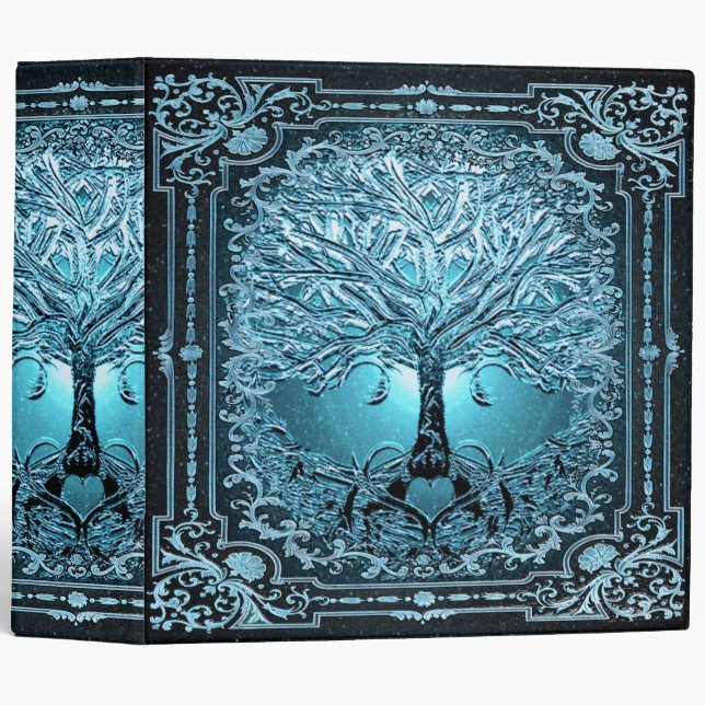 Blue Teal Tree of Life Ancient Rustic Inner Light Binder (Front/Spine)