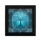 Blue Teal Tree of Life Ancient Rustic Inner Light