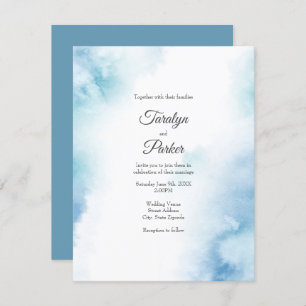 Blue Teal Watercolor Abstract Frame Invitation