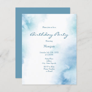 Blue Teal Watercolor Abstract Frame Invitation