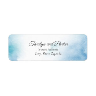 Blue Teal Watercolor Abstract Frame Label