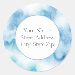 Blue Teal Watercolor Abstract Labels
