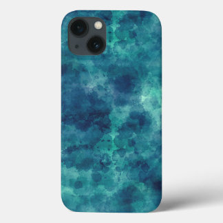 Blue Teal Watercolor Abstraction iPhone 13 Case