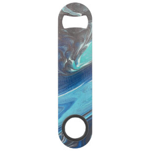 Blue Teal White Stainless Steel Bottle Opener Bar Key