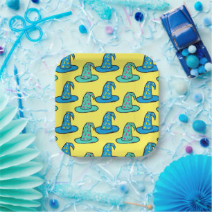 Blue + Teal Wizard Hats Paper Plate