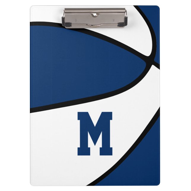 blue team colours basketball coach varsity letter clipboard (Front)
