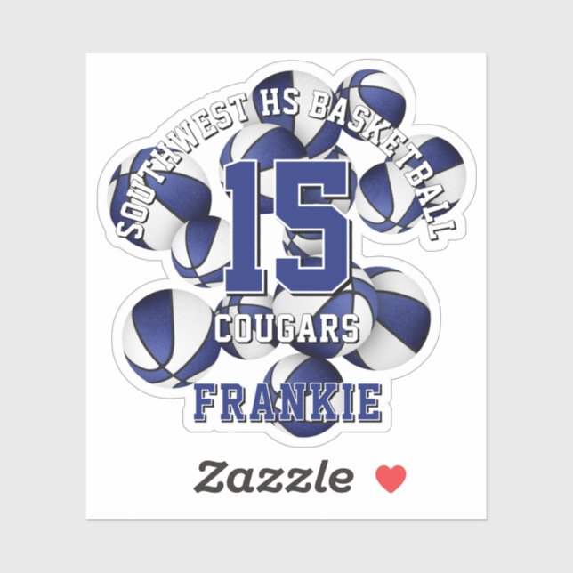 blue team colours basketballs cluster w kids name (Sheet)