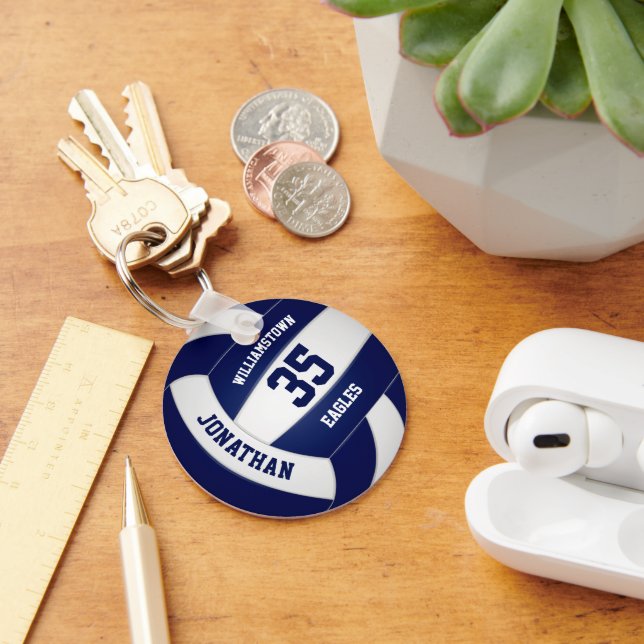 blue team colours boys girls volleyball keychain (Desk)