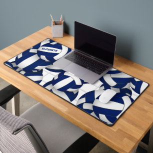 Blue team colours volleyballs pattern personalized desk mat