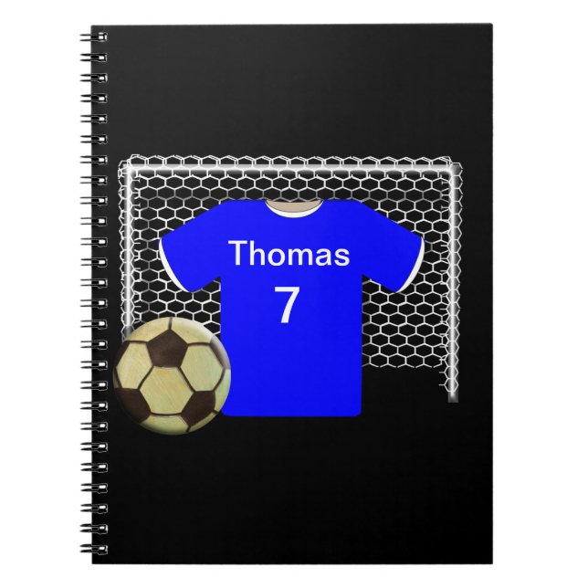 Blue Team Personalized Soccer Shirt Notebook (Front)