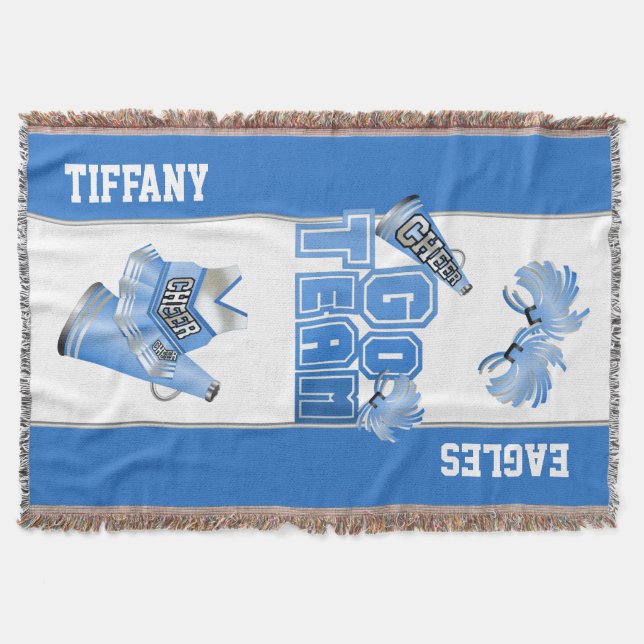 Blue Team Spirit Cheerleader Custom Blanket (Front)