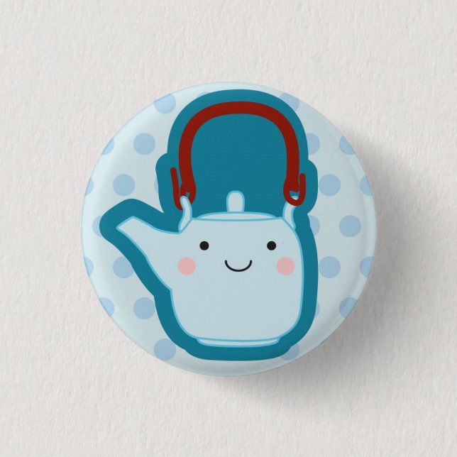 Blue Teapot 1 Inch Round Button (Front)