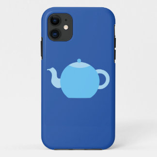 Blue Teapot on Navy Background. iPhone 11 Case