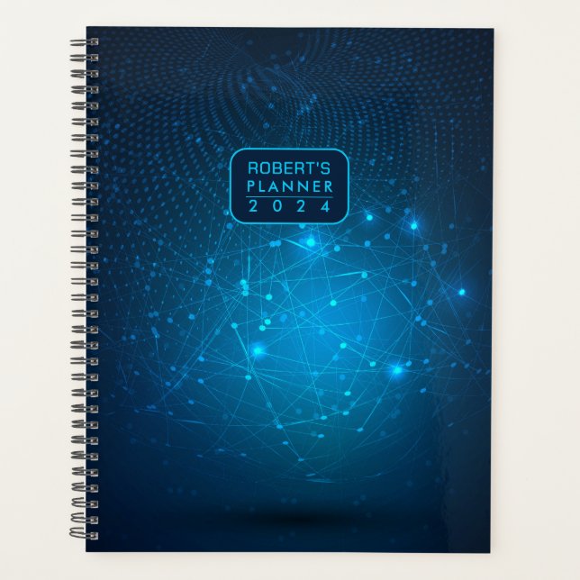 Blue Tech Data One-Year Weekly Planner (Front)