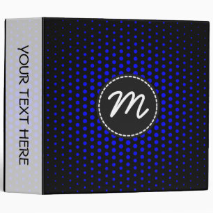 Blue Techno Dots Modern Monogram Binder