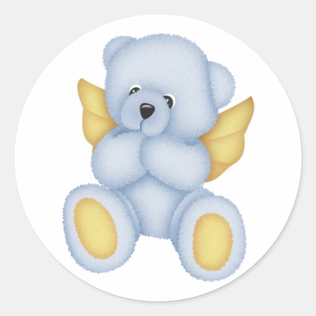 Blue Teddy Bear Angel Stickers (Front)