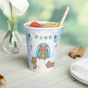 Blue Teddy Bear Baby Shower Cups
