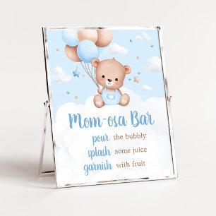 Blue Teddy Bear Baby Shower Mom Osa Bar Sign