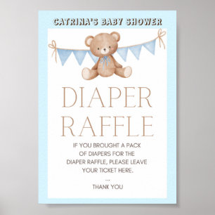Blue Teddy Bear Baby Shower Sign