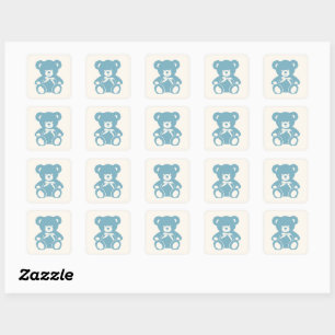 blue teddy bear baby shower  square sticker