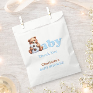 Blue Teddy Bear Baby Shower Thank You Favour Bag
