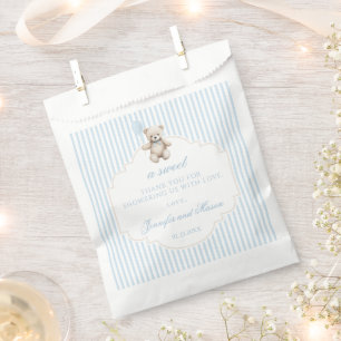 Blue teddy bear balloon baby boy shower thank you favour bag