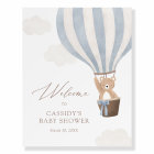 Blue Teddy Bear Balloon Baby Shower Welcome Sign