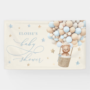 Blue Teddy Bear Balloon Bearly Wait Baby Shower Banner
