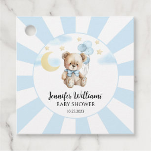 Blue teddy bear balloons baby boy shower favour ta tags
