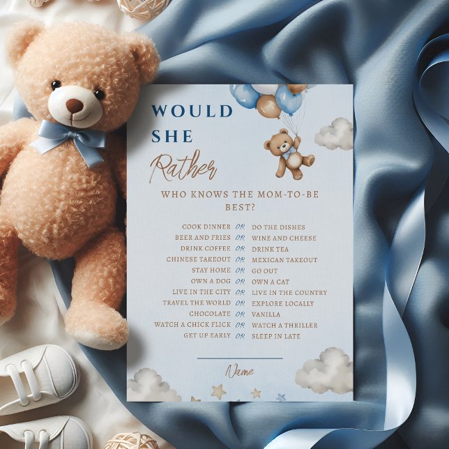 Blue Teddy Bear Balloons Baby Shower Game (Creator Uploaded)