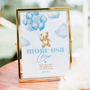 Blue teddy bear balloons mom-osa bar poster