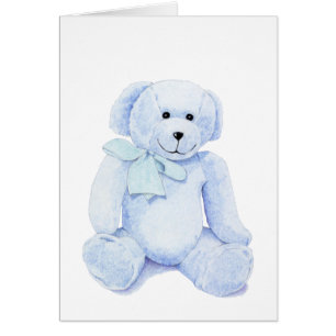 Blue Teddy Bear Blank Card