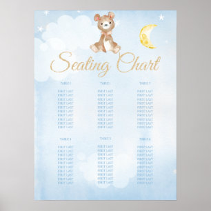 Blue Teddy Bear Boy's Baby Shower Seating Chart