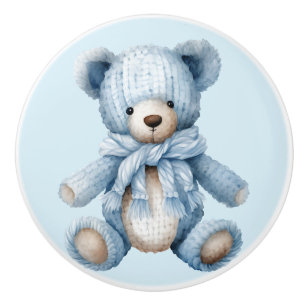 Blue Teddy Bear Ceramic Knob