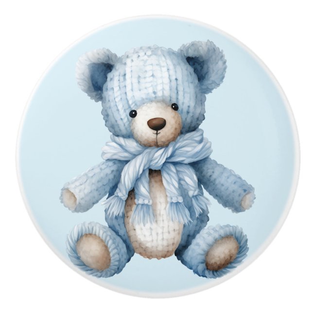 Blue Teddy Bear Ceramic Knob (Front)