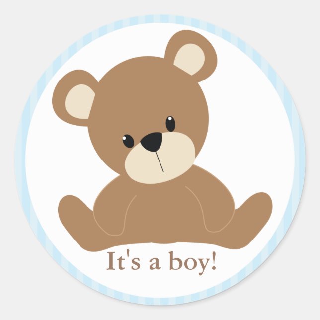 Blue Teddy Bear Classic Round Sticker (Front)