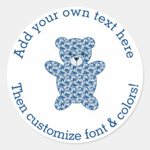 Blue Teddy Bear Classic Round Sticker