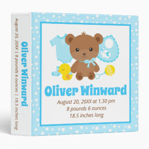 Blue Teddy Bear Clothes Baby Photo Album Binder