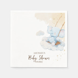Blue Teddy Bear Clouds Baby Shower Napkin