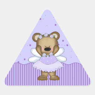Blue Teddy Bear Fairy Princess Triangle Stickers