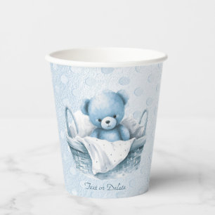 Blue Teddy Bear in Basket Paper Cups