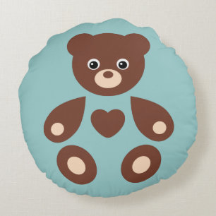 Blue Teddy Bear Monogram Baby Pillow